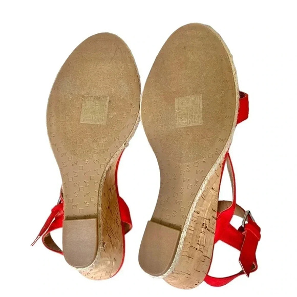 DOLCE VITA | Dv8 Retro Orange Ankle Strappy Round Toe Pierra Dress Wedge Size 10 - Picture 8 of 8